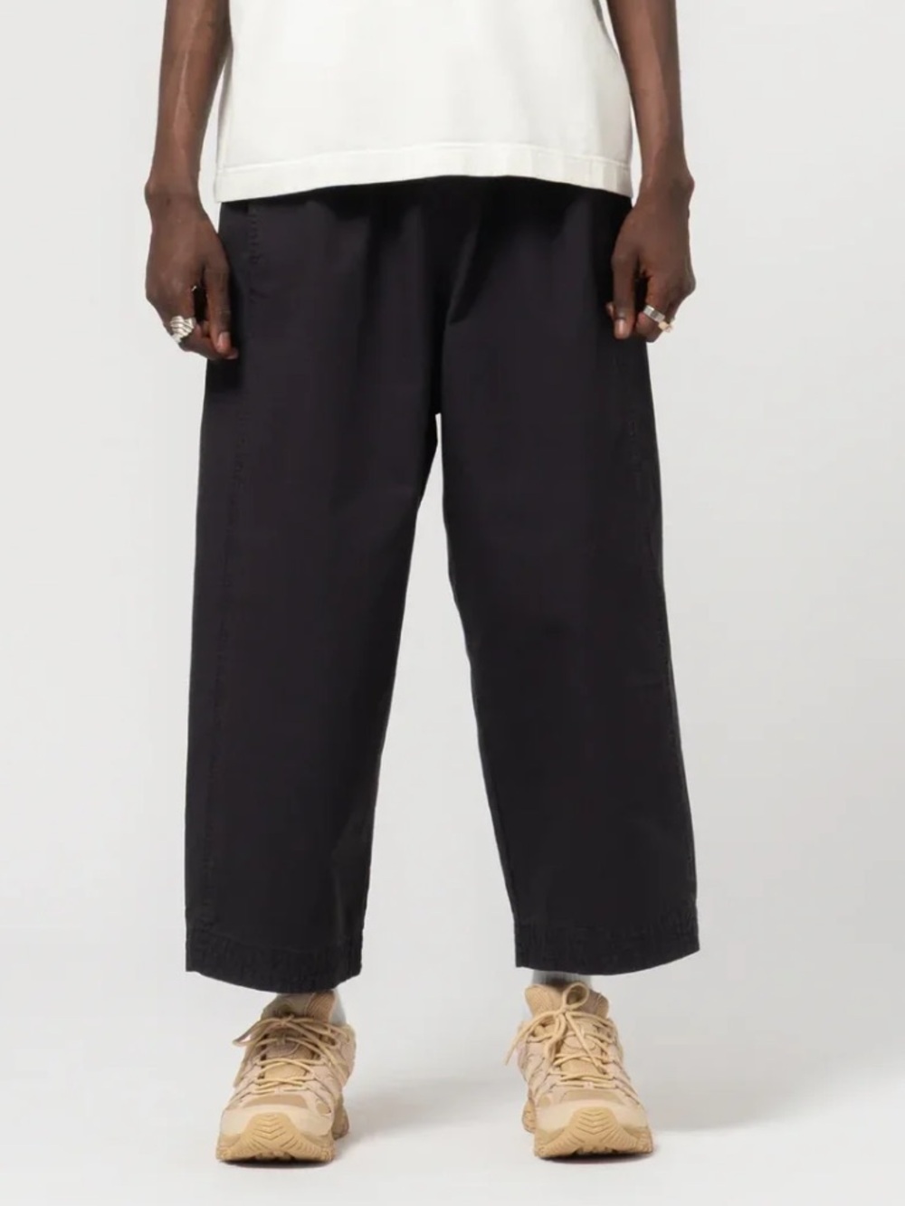 Girls of Dust Zen Pants Crispy Cotton Black Wide Leg Crop Waist Tie X-Small